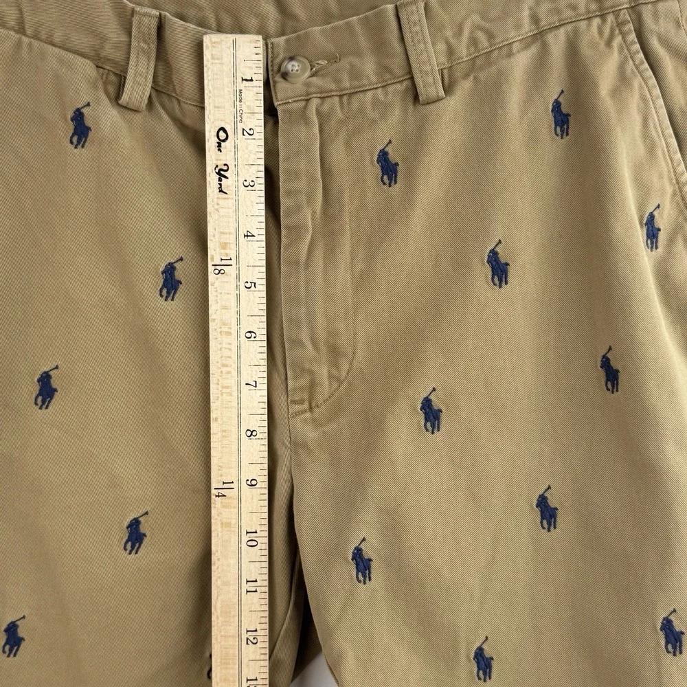 Polo Ralph Lauren Chino Shorts Men's 32 Khaki All Over Pony Embroidered Casual
